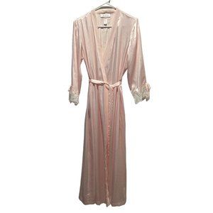Oscar de la Renta Pink Label Timeless Romance Lace Bow Pink Long Robe Size M